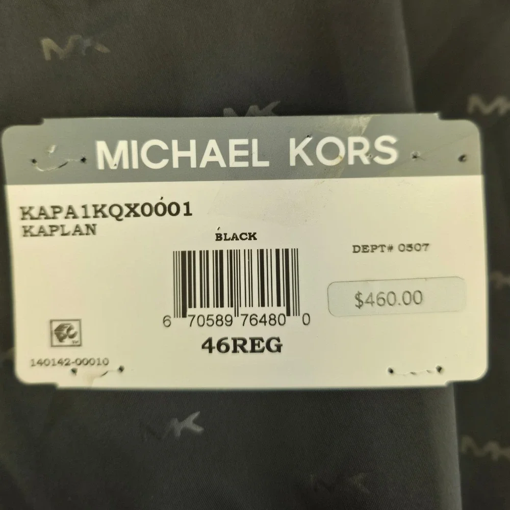Michael Kors Men Sport Coat Kaplan Black 46 Wool Blend Quiet Luxury Polished NWT